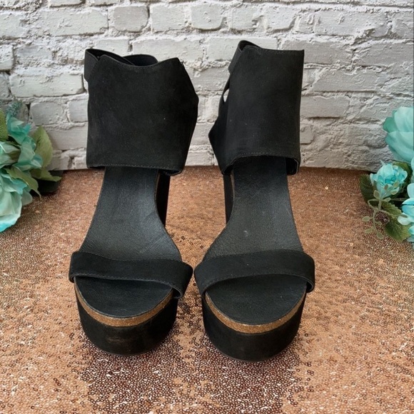 VINCE CAMUTO Black Kresta Platform Wedge Sandals 10M Women’s - Picture 2 of 8